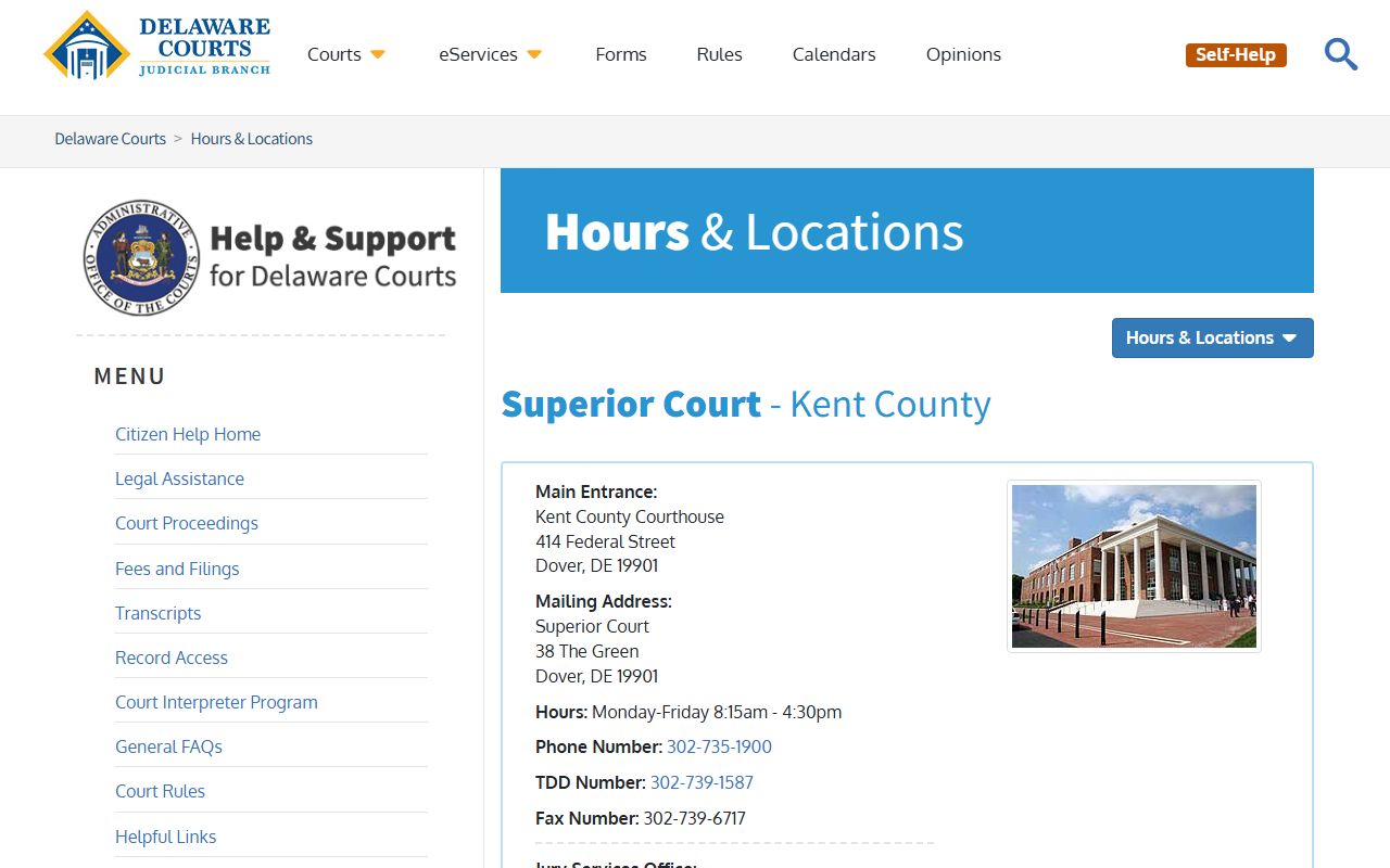 Kent County Courthouse in Dover for background check court records