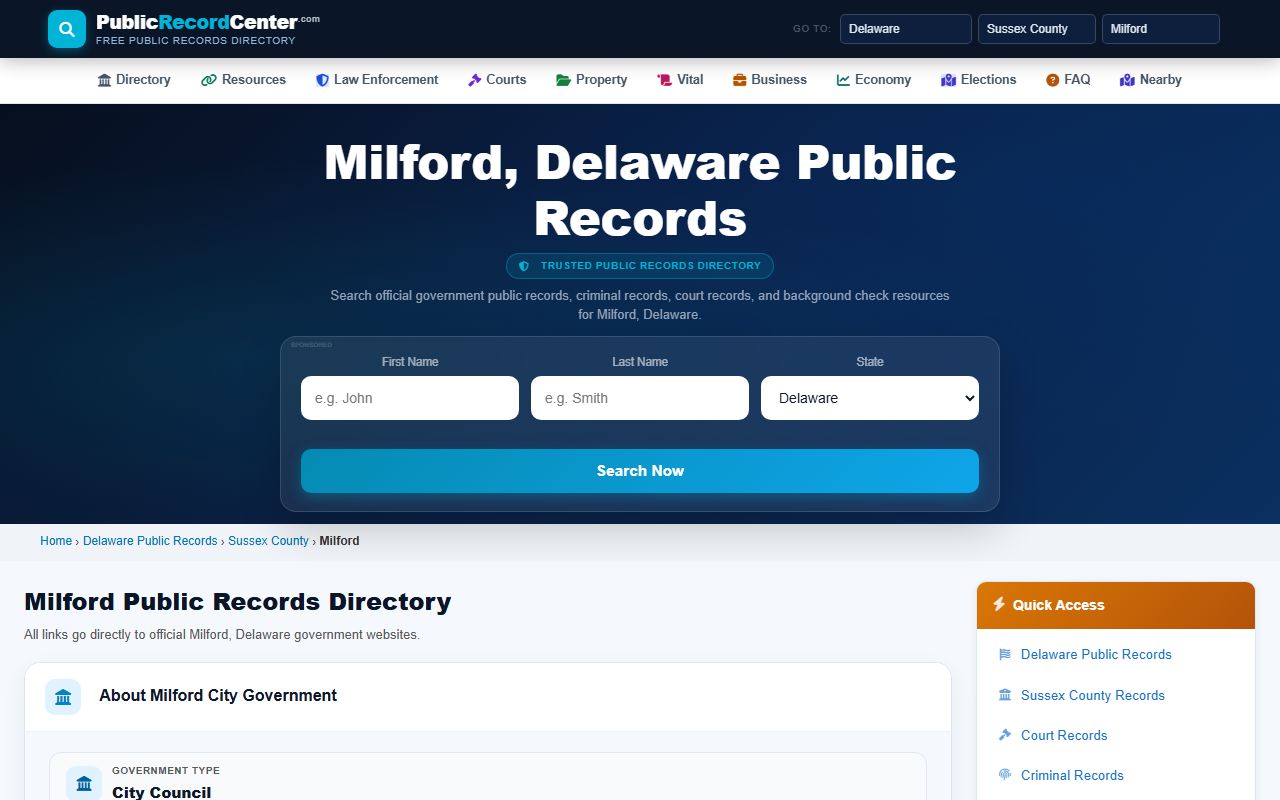 Milford Police Department fingerprinting for Milford Background Check