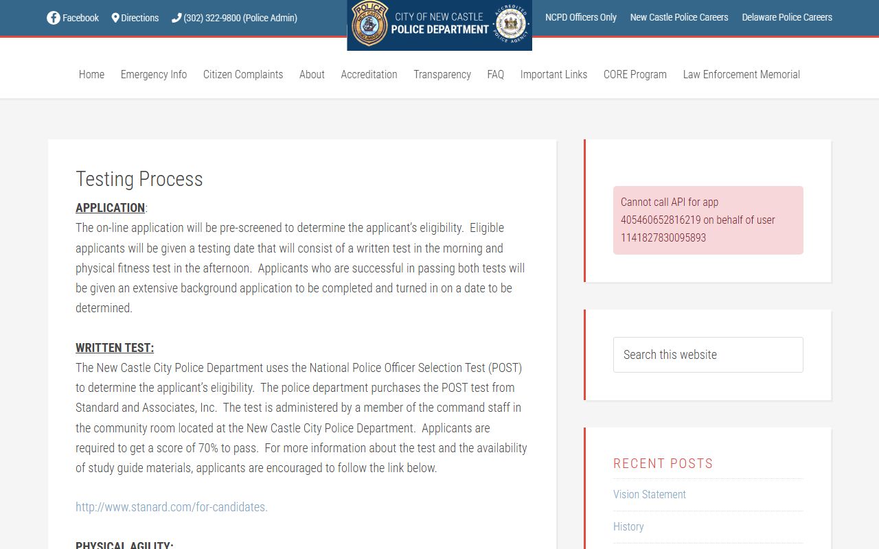 New Castle City Police Department resources for background check records